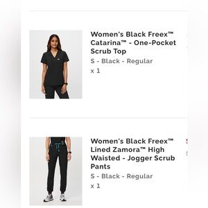 Women's figs black freex small scrub set
